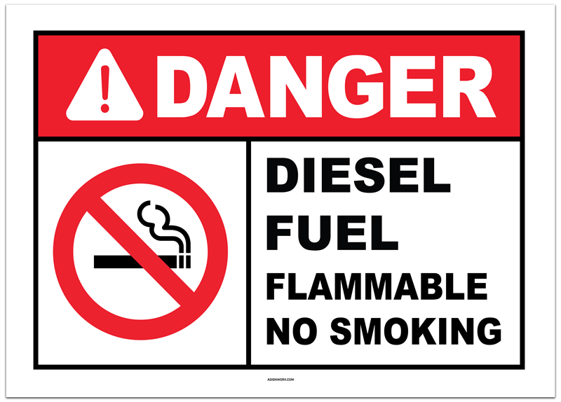 Danger Diesel Fuel Flammable No Smoking Sticker